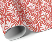 Art Deco Patroon 01 - Wit op Perzisch Rood Cadeaupapier (Rol Hoek)