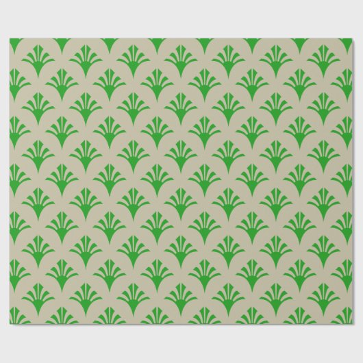 Art Deco Patroon 02 - Bos Groen op Gebroken Wit Cadeaupapier (Vlak)