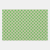 Art Deco Patroon 02 - Donker Lime Groen op Gebroke Inpakpapier Vel (Voorkant 3)