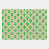 Art Deco Patroon 02 - Donker Lime Groen op Gebroke Inpakpapier Vel (Voorkant 2)