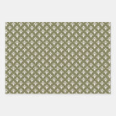 Art Deco Patroon 02 - Wit op Camouflage Groen Inpakpapier Vel (Voorkant 3)