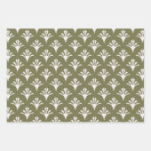 Art Deco Patroon 02 - Wit op Camouflage Groen Inpakpapier Vel (Voorkant 2)
