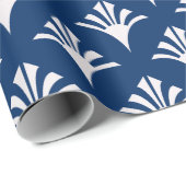 Art Deco Patroon 02 - Wit op Dark Azure Cadeaupapier (Rol Hoek)