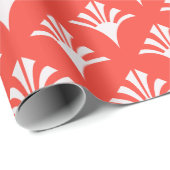 Art Deco Patroon 02 - Wit op Lichtrood Cadeaupapier (Rol Hoek)