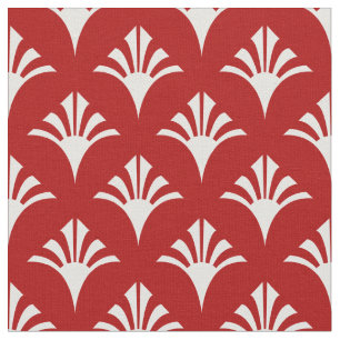 Art Deco Patroon 02 - Wit op Milano Rood Stof