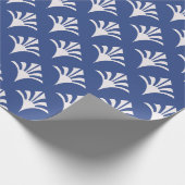 Art Deco Patroon 02 - Wit op Pruisisch Blauw Cadeaupapier (Hoek)