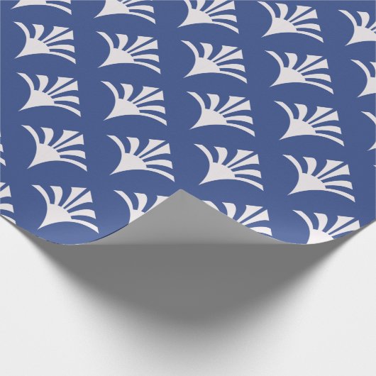 Art Deco Patroon 02 - Wit op Pruisisch Blauw Cadeaupapier (Hoek)