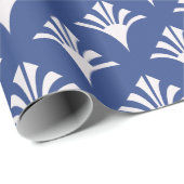 Art Deco Patroon 02 - Wit op Pruisisch Blauw Cadeaupapier (Rol Hoek)