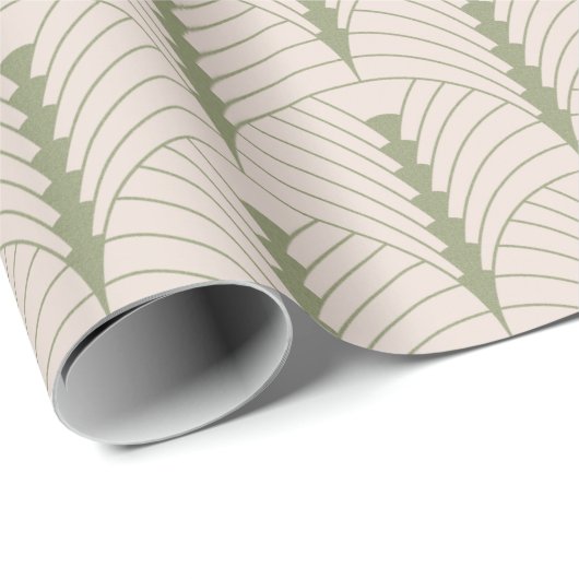 Art Deco Patroon 03 - Camouflage Groen op Wit Cadeaupapier (Rol Hoek)