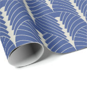 Art Deco Patroon 03 - Gebroken wit op Pruisisch Bl Cadeaupapier (Rol Hoek)