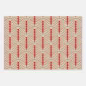 Art Deco Patroon 03 - Perzisch Rood op Gebroken Wi Inpakpapier Vel (Voorkant)