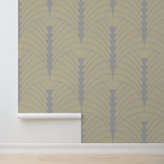 Art Deco Patroon 03 - Spaans Grijs op Gebroken Wit Behang
