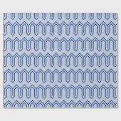 Art Deco Patroon 05 - Donkerblauw op Lavendel Blau Cadeaupapier (Vlak)