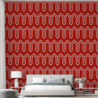Art Deco Patroon 05 - Wit op Perzisch Rood