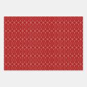 Art Deco Patroon 10 - Gebroken wit op Milano Red Inpakpapier Vel (Voorkant)