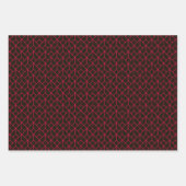 Art Deco Patroon 12 - Carmine Rood op Zwart Inpakpapier Vel (Voorkant 2)