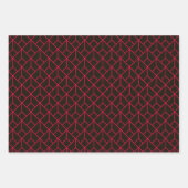 Art Deco Patroon 12 - Carmine Rood op Zwart Inpakpapier Vel (Voorkant)