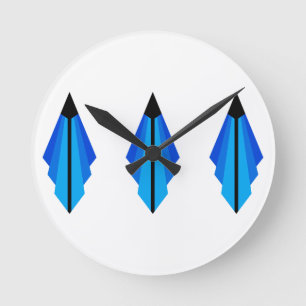 Art Deco-patroon 3 in blauw Ronde Klok
