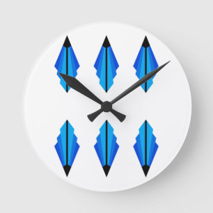 Art Deco-patroon 3 in blauw Ronde Klok