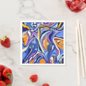 Art Deco-patroon - blauw en oranje Servetten (Insitu)
