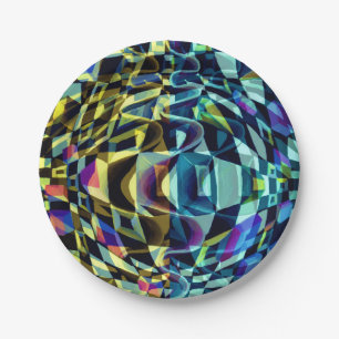 Art Deco-patroon - diepte en optische illusie Papieren Bordje