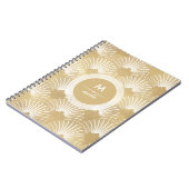  art-deco-patroon in goud en wit notitieboek (Linkerzijde)
