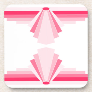 Art Deco Patroon in helder roze Bier Onderzetter