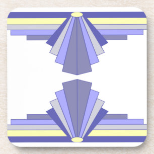 Art Deco Patroon in Paarse & Citroen Bier Onderzetter
