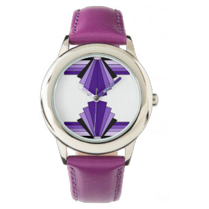 Art Deco Patroon in Purples Horloge