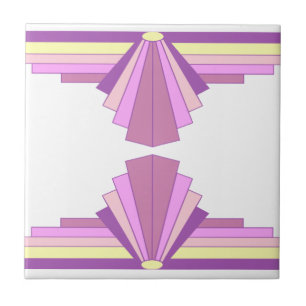 Art Deco Patroon in Roze & Paarse Tegeltje