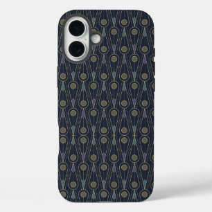 Art Deco-patroon met geometrische vormen in goud iPhone 16 Plus Hoesje