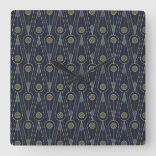 Art Deco-patroon met geometrische vormen in goud Vierkante Klok