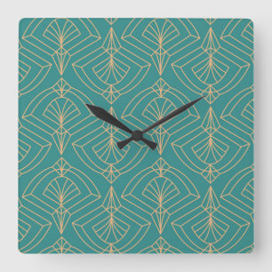 Art Deco patroon met gouden geometrische vormen Vierkante Klok