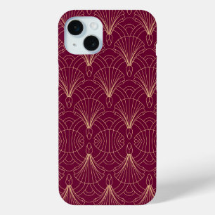 Art Deco-patroon met gouden geometrische waaiermot iPhone 15 Mini Hoesje