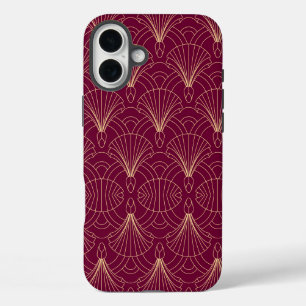 Art Deco-patroon met gouden geometrische waaiermot iPhone 16 Plus Hoesje