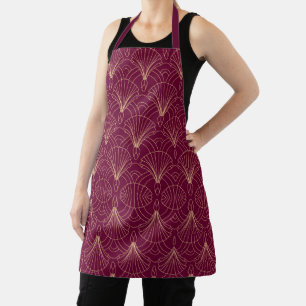 Art Deco-patroon met gouden geometrische waaiermot Schort