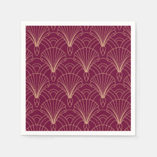 Art Deco-patroon met gouden geometrische waaiermot Servet