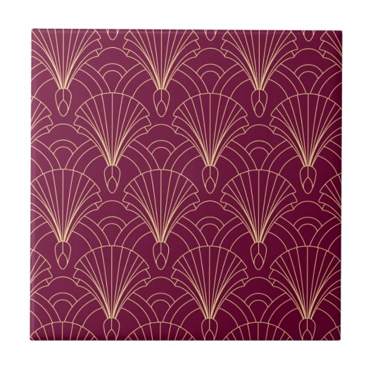 Art Deco-patroon met gouden geometrische waaiermot Tegeltje (Voorkant)