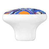 Art Deco-patroon - oranje en blauw Keramische Knop (Zijkant)