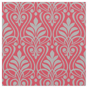 Art Deco Patroon - Spaans grijs op Paradise Pink Stof
