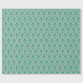 Art Deco Pattern 01 - Blauwgroen op Gebroken Wit Cadeaupapier