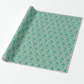 Art Deco Pattern 01 - Blauwgroen op Gebroken Wit Cadeaupapier
