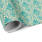 Art Deco Pattern 01 - Blauwgroen op Gebroken Wit Cadeaupapier