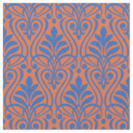 Art Deco Pattern 01 - Pruisisch Blauw op Sinaasapp Stof