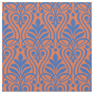 Art Deco Pattern 01 - Pruisisch Blauw op Sinaasapp Stof