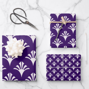 Art Deco Pattern 02 - Wit op Cadbury Paarse Inpakpapier Vel