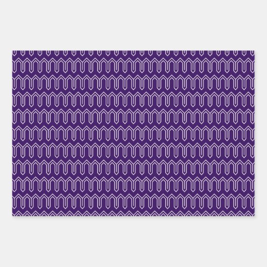 Art Deco Pattern 05 - Wit op Cadbury Paarse Inpakpapier Vel (Voorkant 3)