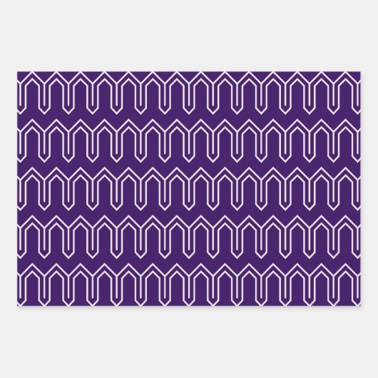 Art Deco Pattern 05 - Wit op Cadbury Paarse Inpakpapier Vel (Voorkant)