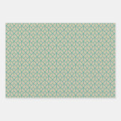Art Deco Pattern 12 - Blauwgroen op Gebroken Wit Inpakpapier Vel (Voorkant 2)