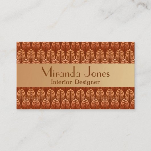 Art Deco Pattern, Copper and Rust Brown Visitekaartje (Voorkant)